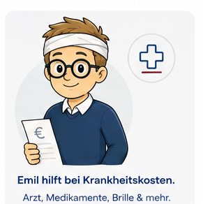Emil hilft bei Krankheitskosten – Arzt, Medikamente, Brille & mehr.